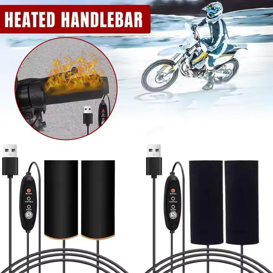 Motorcycle Heated Grips Handlebars Cover 3 Gear Adjustable USB Electric Handlebars Heater Hot Grip Winter Warming Accessories view 2