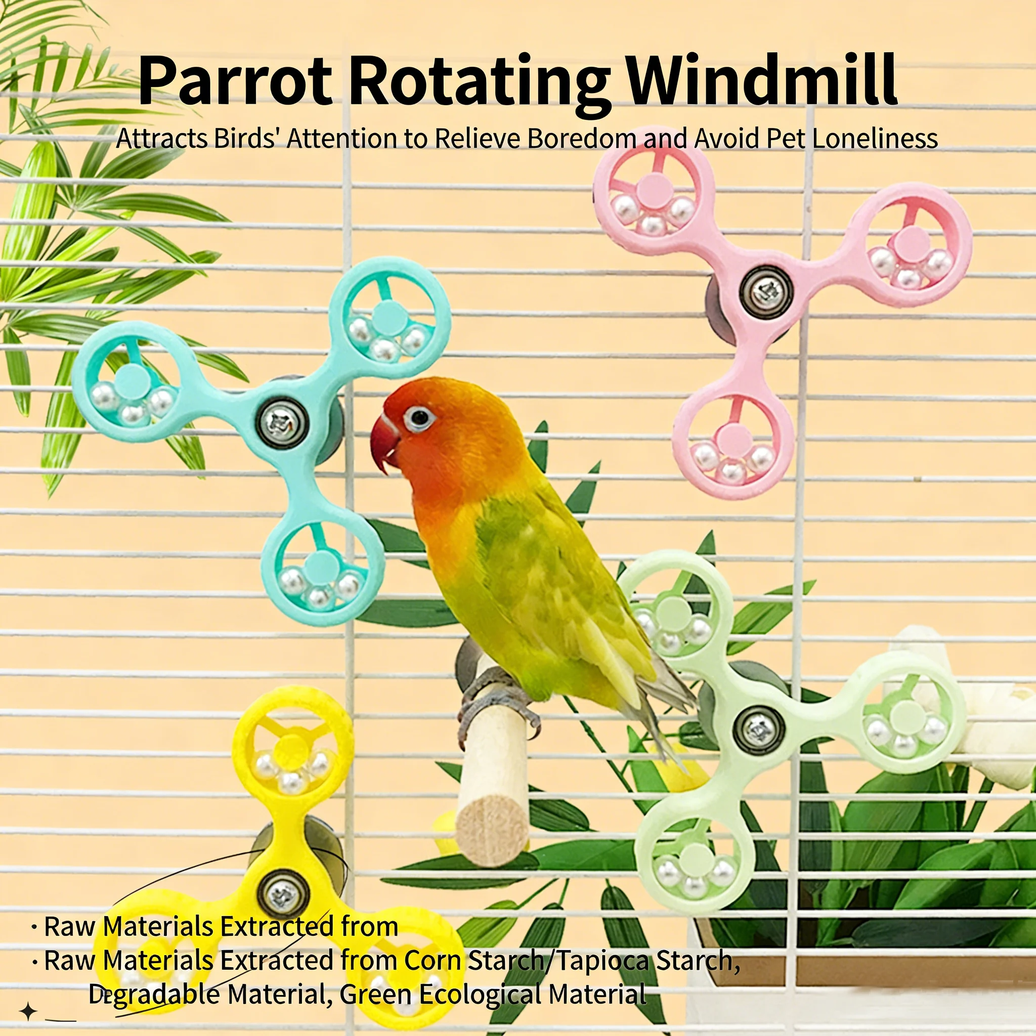 

Bird toy Interactive Parrot Rotating Windmill Game Accessory Suitable For Enhancing Intelligence Of Parrots & Birds