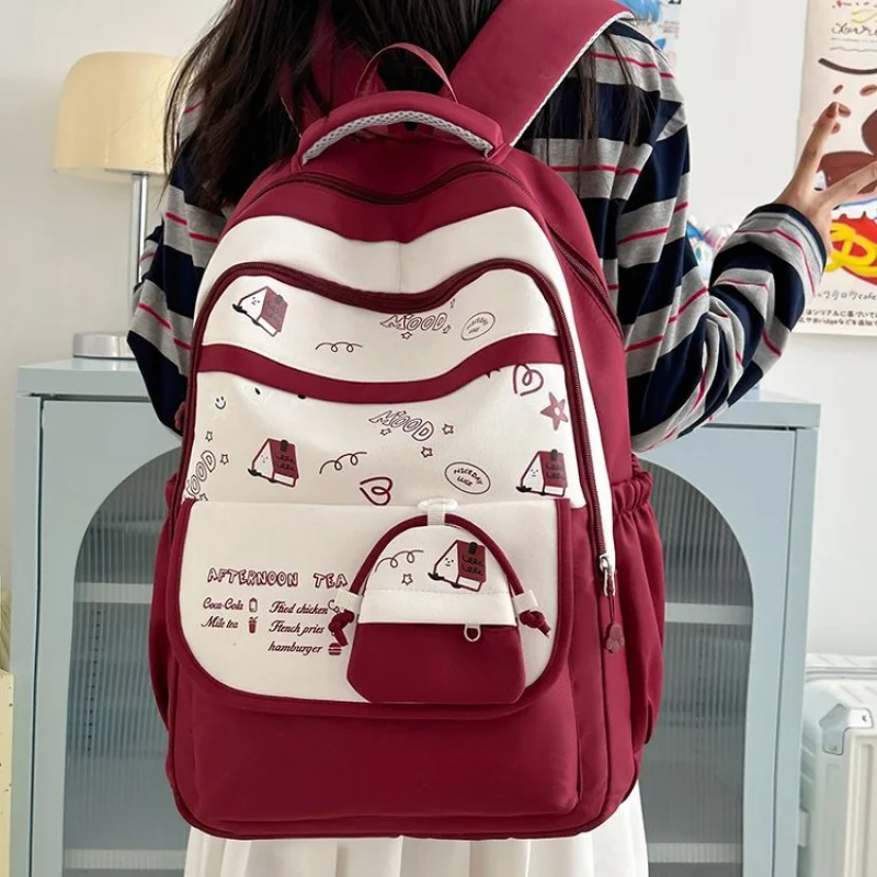 2025Autumn Macaron Color Nylon Cute Girl Style Backpack Korean Simple Versatile One Size Commuting Office Zipper Backpack