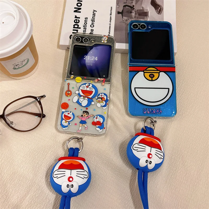 حافظة هاتف يابانية لطيفة على شكل رسوم كرتونية لهاتف سامسونج Z Flip 7 6 5 مع حزام حبل لهاتف Galaxy ZFlip7 ZFlip6 حافظات Funda #2