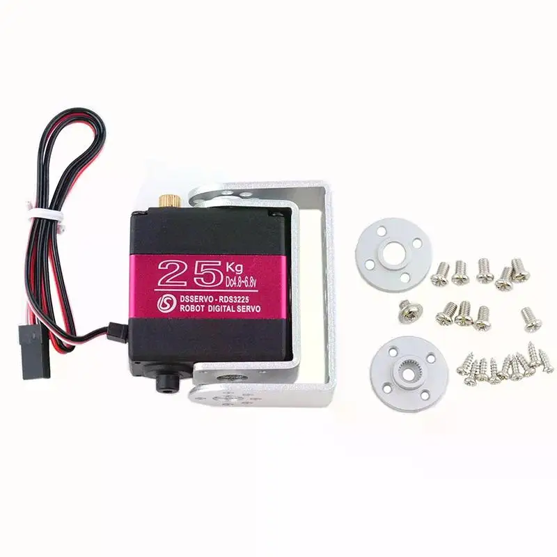 Servomoteur numérique Metal Gear, Robotique, 180 degrés, Double arbre, Étanche, IP66, Montage en U droit long ou court, 25kg.cm, 6V