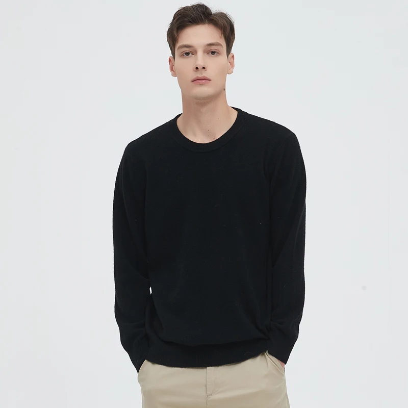 Autumn and Winter Men Casual Solid Round Neck Long Sleeve Loose wool Sweater