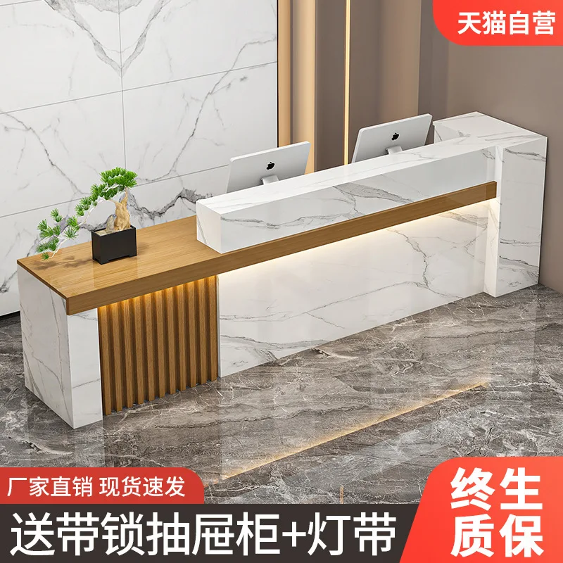 

Checkout Page Bar New Chinese Company Front Desk Counter Clothing Store Beauty Salon Simple Modern Light Luxury Reception Desk