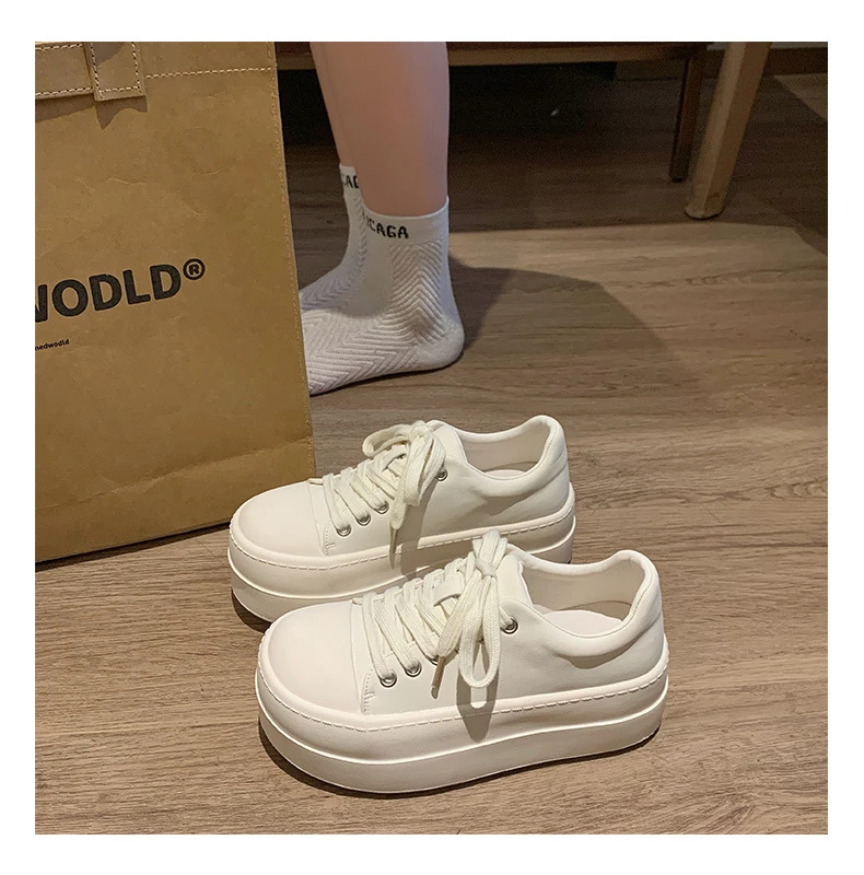 Neue schwarze klobige Plateauschuhe für Damen, Schnür-Sneaker aus Kunstleder, höhenvergrößernde Turnschuhe für Teenager-Mädchen, Damenschuhe für alle Jahreszeiten – Detail 12