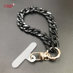Fashion Trendy Colorful Acrylic Mobile Phone Chain for Women Girls Cellphone Strap Anti-lost Lanyard Hanging Cord Jewelry Gifts
