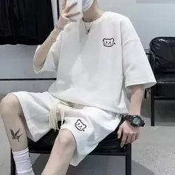 Short-sleeved Shorts Suit Men's Stylish Spring Sporty and Casual Sleeve Shorts Youthful Fashionable Clothing ropa para hombre