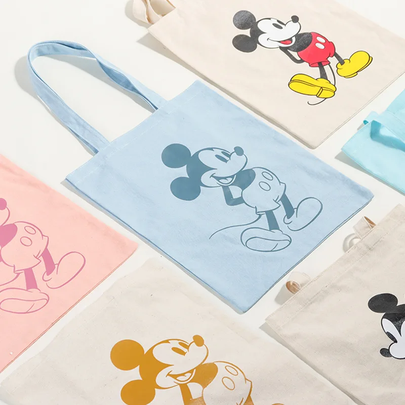 Disney-monederos y bolsos de compras de Mickey para mujer, bolso de hombro, funda de Anime de lona, cartera bonita, a la moda