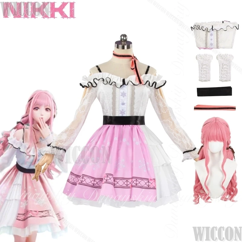 Nikki Infinity Nikki Gioco Cosplay Parrucca rosa doppia torsione The Dress Up Adventure Abito rosa Vestito di carnevale Abito completo Halloween