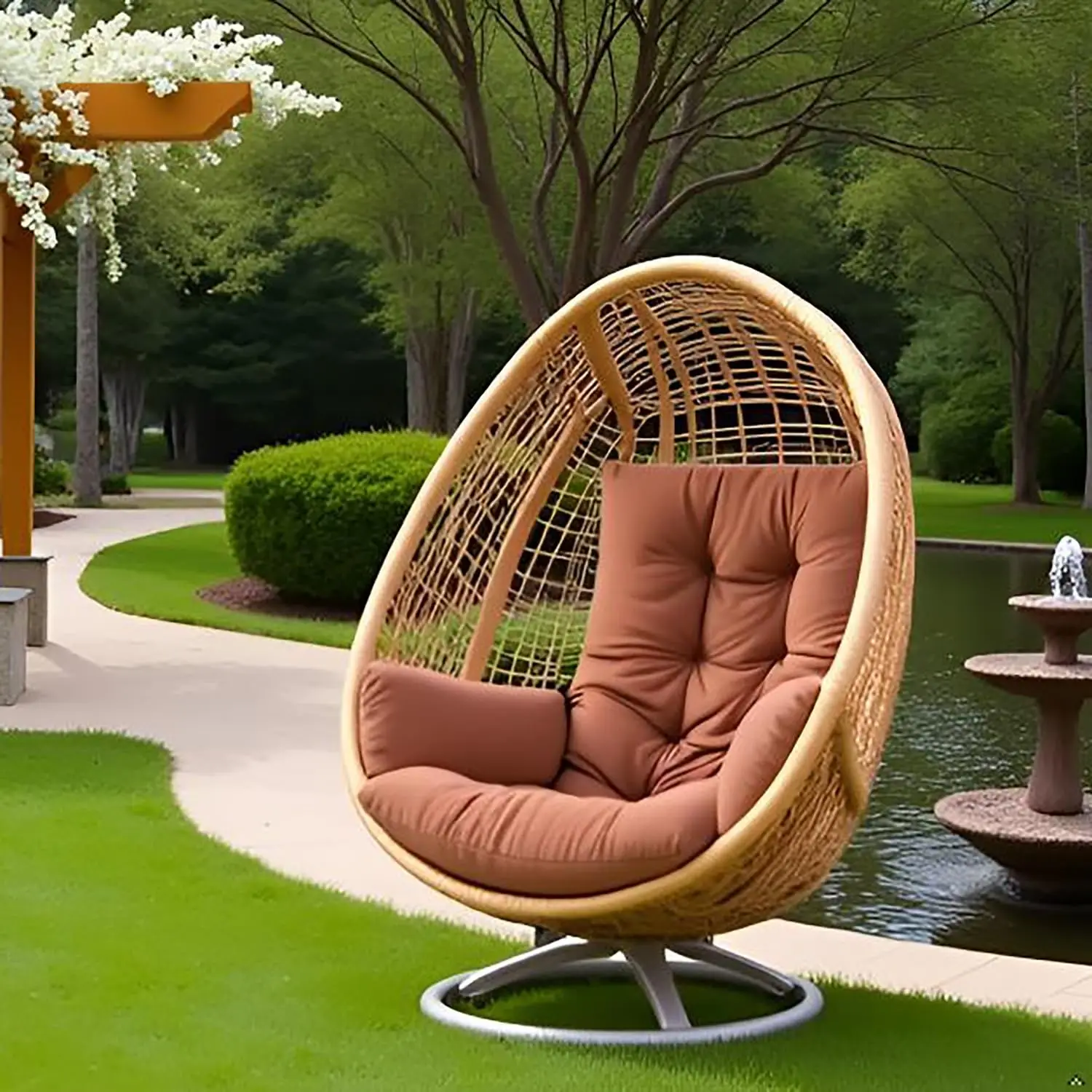 Hanging Egg Chair Cushion Polyester Cover Fiber Filling, Comfort Replacement Pad for Patio Wicker Swing Chair 60x120CM