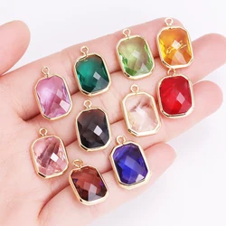 6Pcs 18x12MM Alloy Glass Quadrate Charms for Women's Jewelry Making Diy Fashion Crystal Pendant Necklace Earrings Accessories Gi