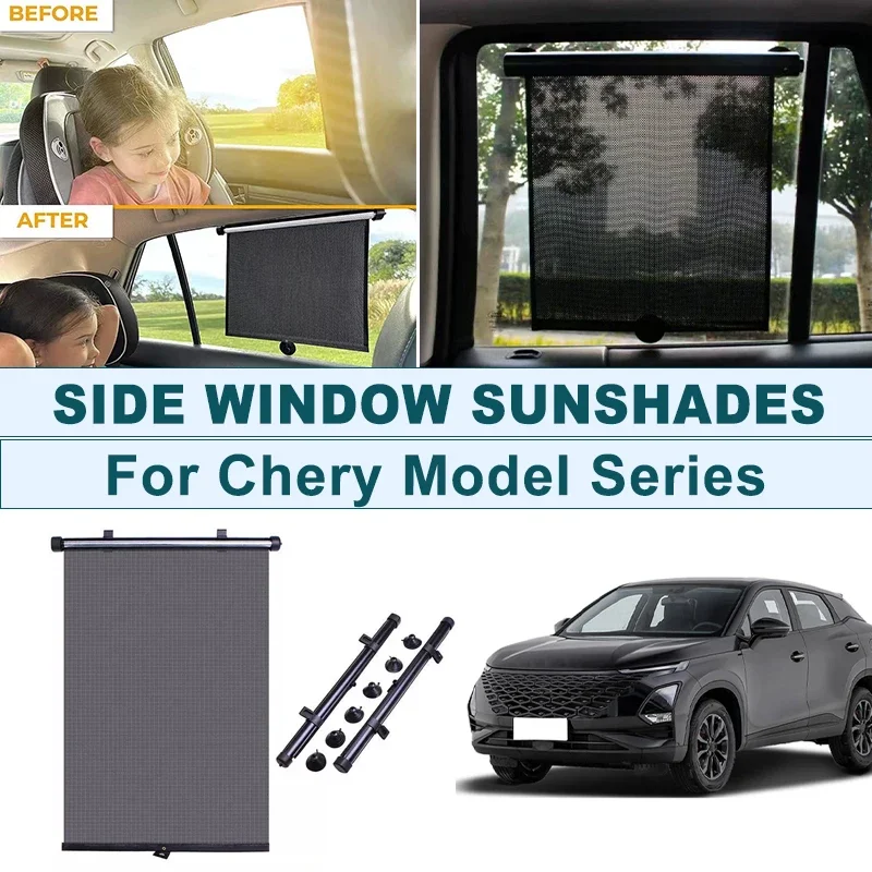 

2Pcs UV Protection Retractable Car Side Window Sun Shade Roller Blinds For Chery Tiggo 3 5 7 8 Arrizo E3 Fulwin Win Jetour