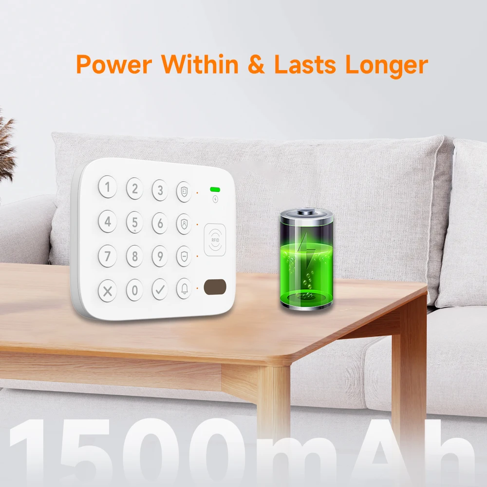 Staniot Wireless Alarm Security Keypad Built-in 1500mAh Battery Anti-dismantling Alarm RFID Tag for Home Security Alarm System