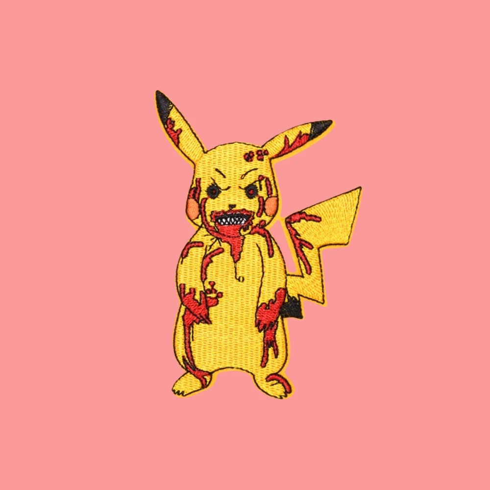 Parche bordado de Pikachu para ropa y zapatos, parche bordado para planchar, parche decorativo para reparación de chaqueta