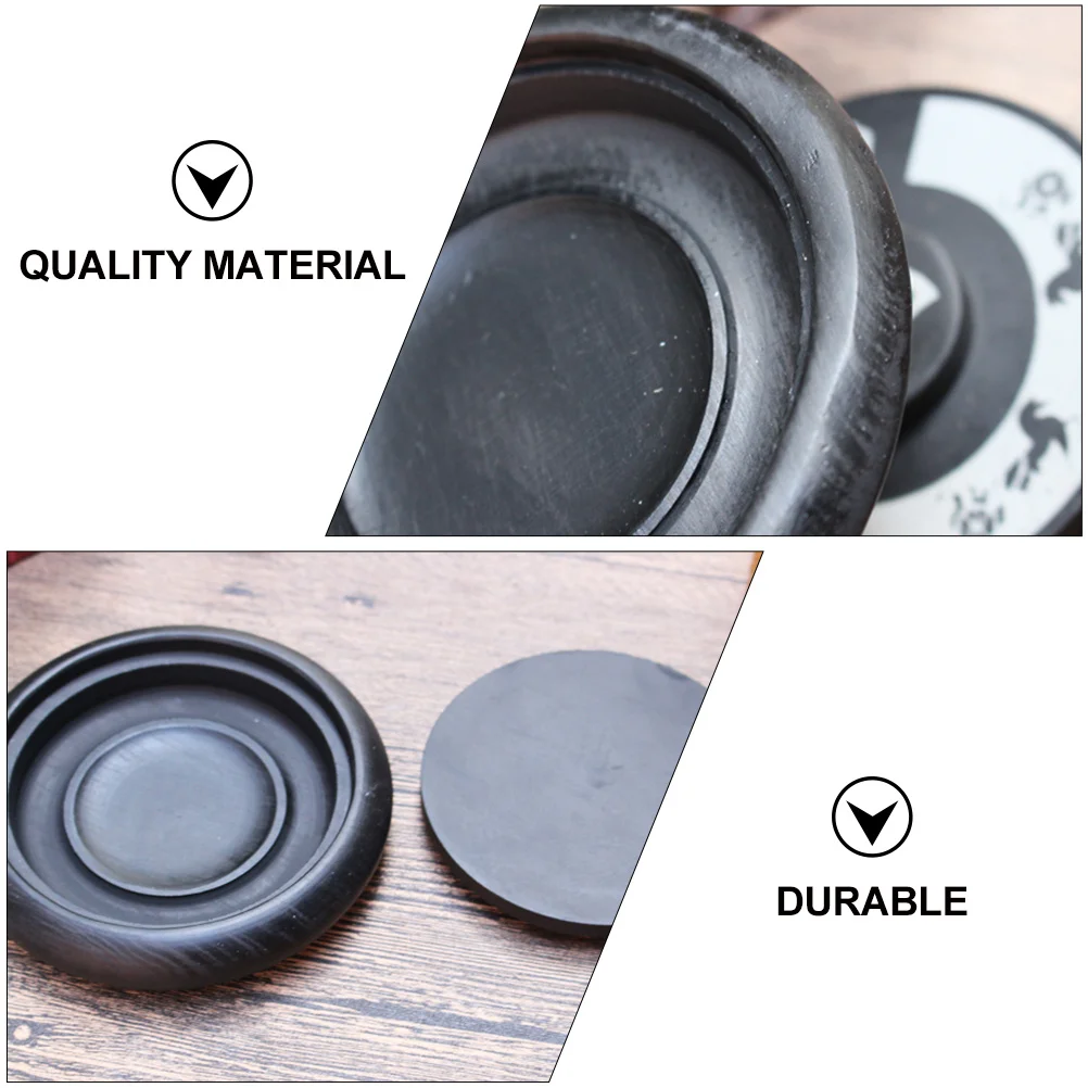 1Pcs Chinese Inkstone 4 Inch Round Traditional Calligraphy Tool with Lid for Ink Grinding Supplies Exquisite Craftsmanship