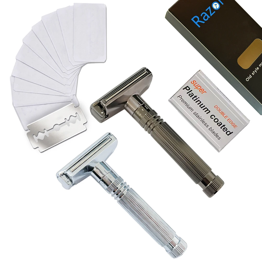 Whityle 09T-1 Glide 3.0 Pro Adjustable Safety Razor Double Edge Shaving Razor with Rolling Wheel 5 Blades For Man Shaving Kit