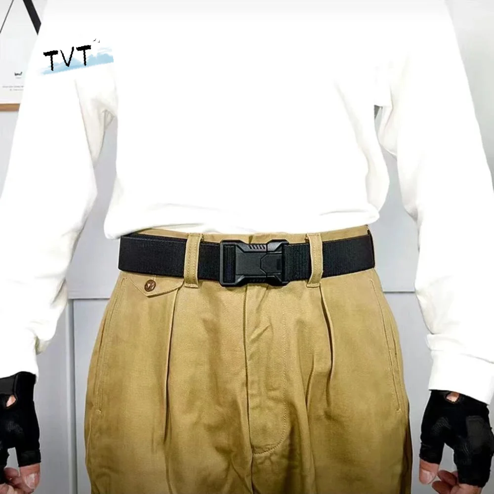 

Casual Alloy Buckle Men's Nylon Belt Elastic Adjustable Canvas Belt Simple All-match Jeans Waistband Men/Boys