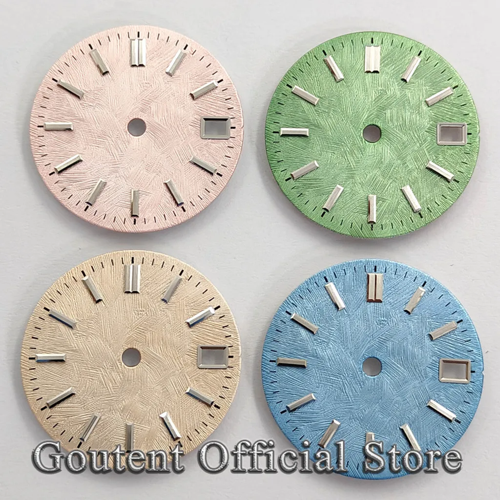 Goutent New 28.5mm Multi‑Style Sterile Watch Dial Multiple Colors Option Fit NH34 NH35 Movement Watch Mod Repair Accessories
