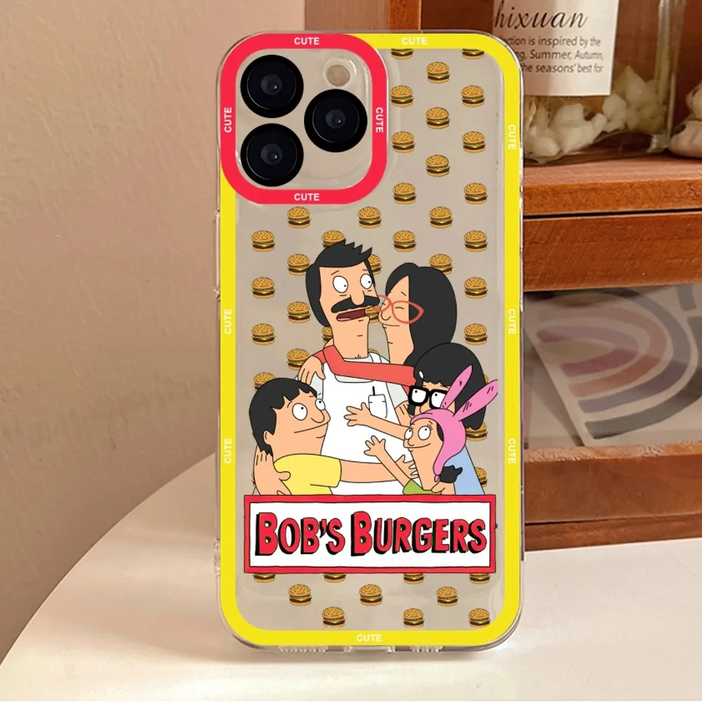 Cartoon Burgers Bobs  Phone Case For iPhone 11 12 Mini 13 14 Pro Max Transparent Shell