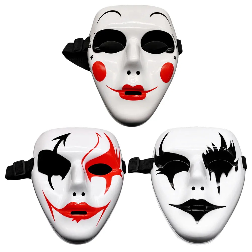 

3pcs Hand Painted Masks Halloween Cosplay Lightweight Plastic Face Mask Costume Scary Masks for Adults