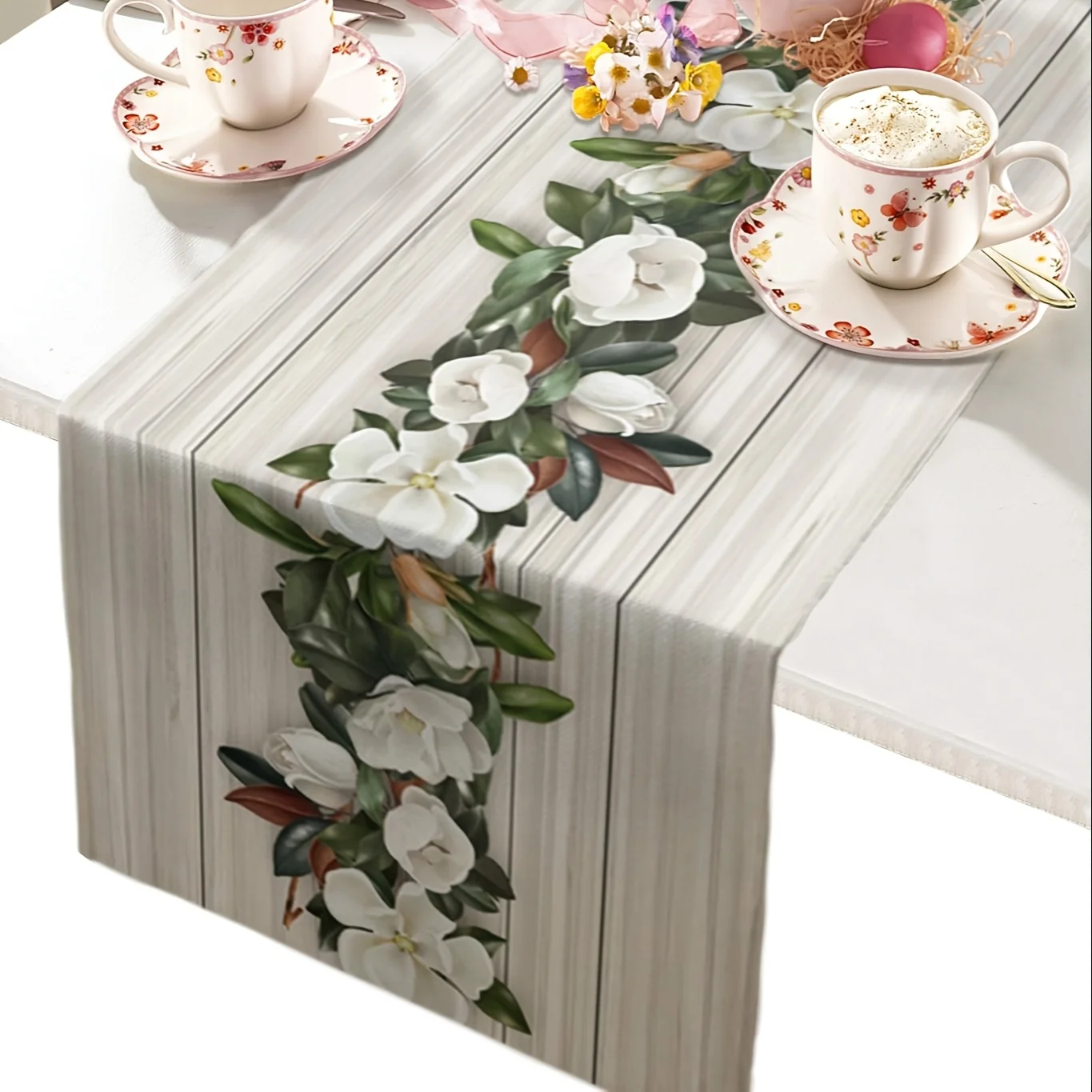 1 pc Table Runner Magnolia Table Decoration Table Decor Cloth For Home Holiday Parties Dining Room Seasonal Decor Multiple Sizes