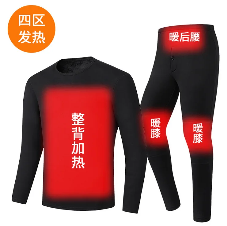 Conjunto de roupa interior térmica para homens e mulheres Jaqueta de aquecimento elétrico Calças de algodão Jaqueta de ciclismo Roupas quentes Outono Inverno