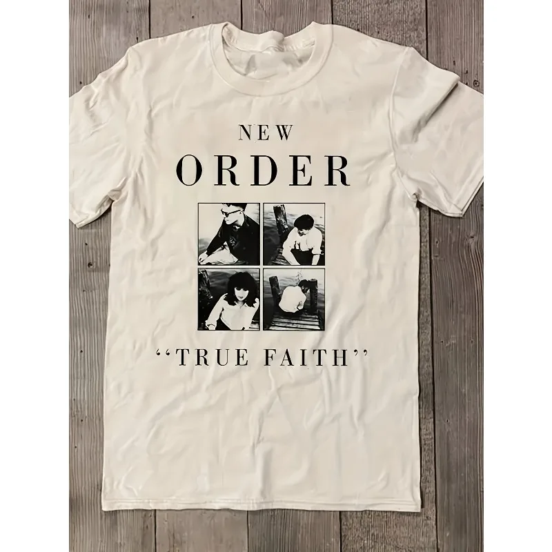 Men's & Women's New Order True Faith Band Unisex 100% Cotton T-Shirt, Soft All-Season Casual Tee, Daily Streetwear Gift - 220g