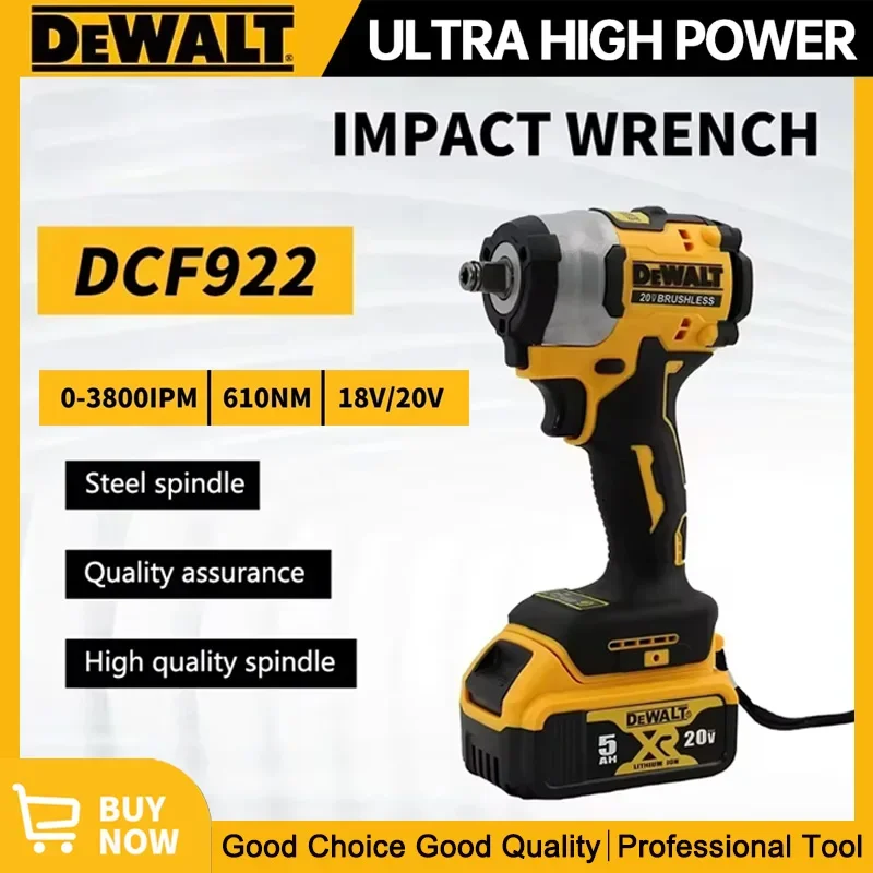 Dewalt DCF922 Brushless Impact Wrench 610N.m Cordless Driver Large torque Variable Speed Electric Wrench 20V Rechargeable Tools