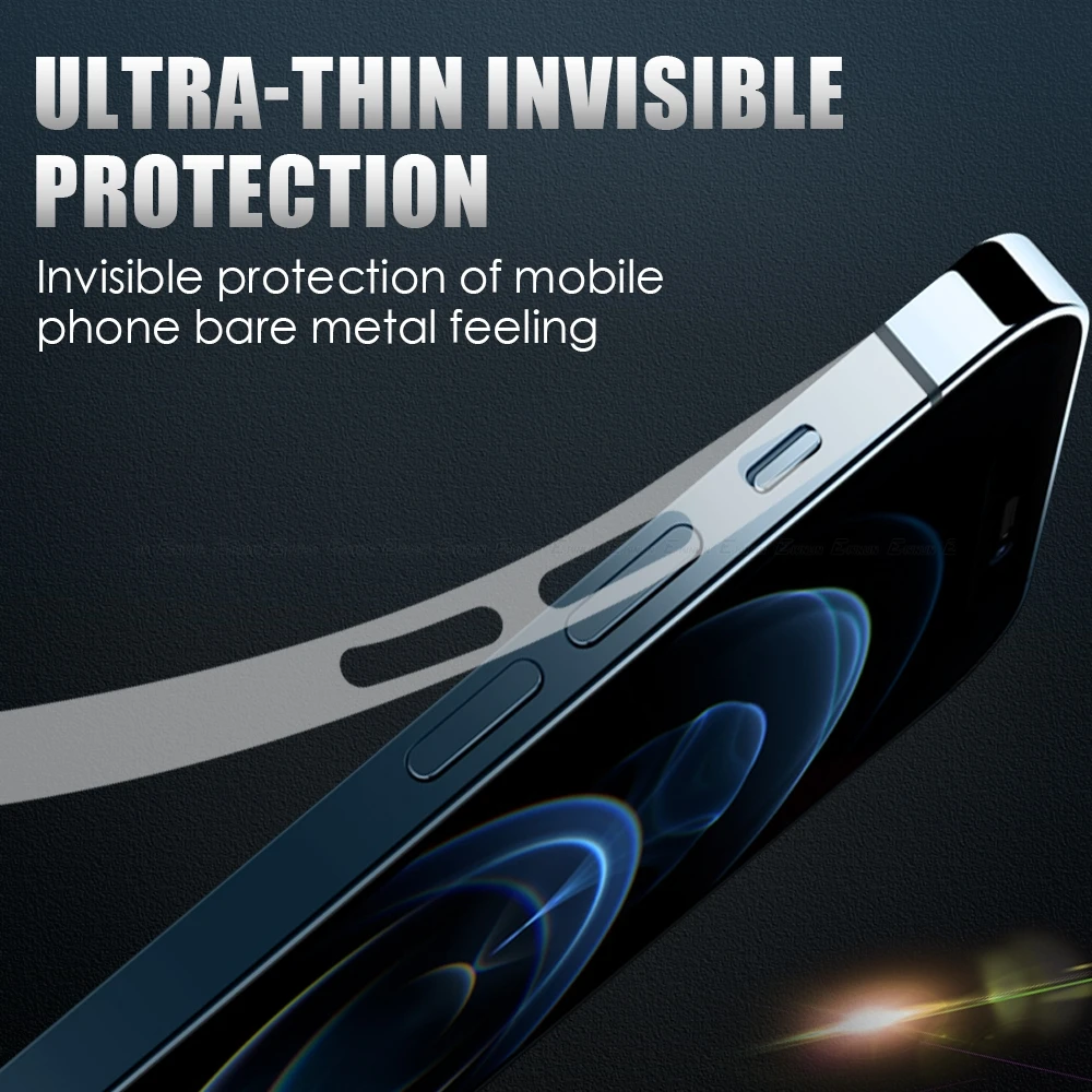 2set Matte Clear Phone Side Film For iPhone 17 16 Air Plus Pro Max Border Frame Sticker Rim Carbon Fiber Hydrogel Film