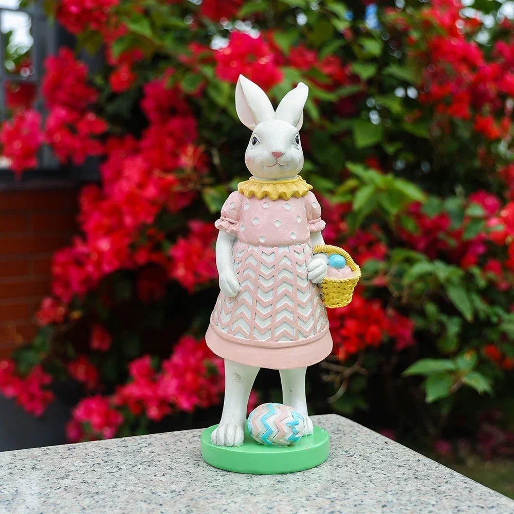 Easter Bunny Statue Decor Garden Home Outdoor Rabbit Figurines Yard Patio Spring Decoration Sculpture Gifts Outdoor Ornament