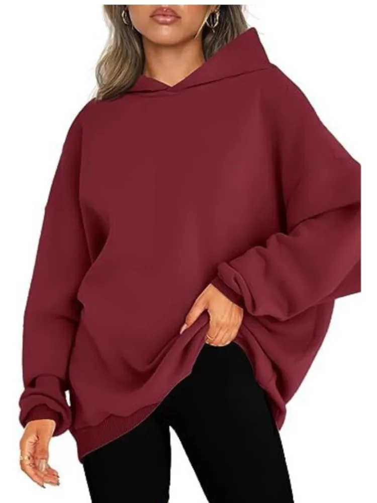 

Hoodies For Women Sweatshirts Casual Long Sleeve Loose Solid Color Daily Commuting Ladies Pullover Tops 2024 Autumn And Winter