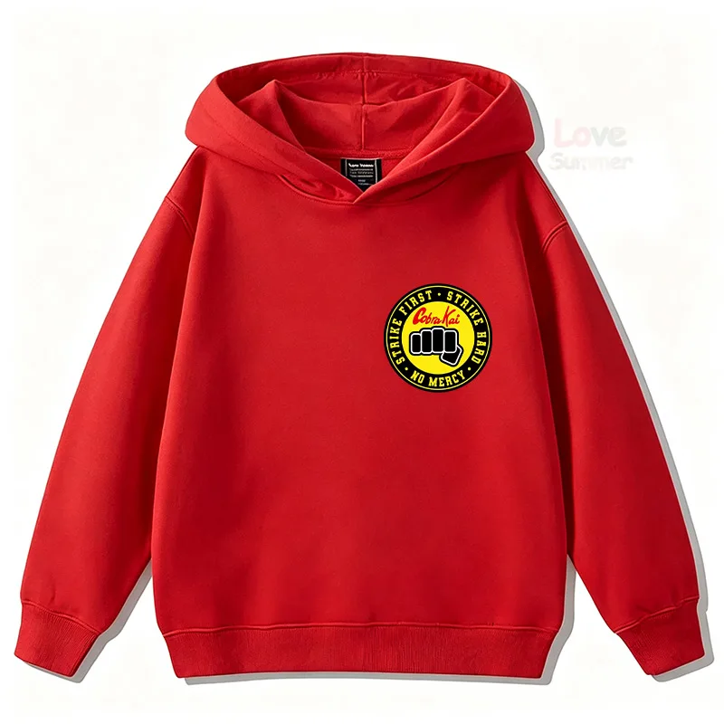 Herbst Cobra Kai Lustige Kinder-Hoodies, Kinder-Sweatshirt, Streetwear für Jungen und Mädchen, Grafik, lässiger Sport-Pullover – Detail 7