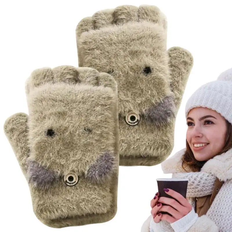 Electric Heating Gloves Half Finger Warm Electric Gloves Comfortable Heating Gloves Super Soft Cute Winter Supplies For Skiing T