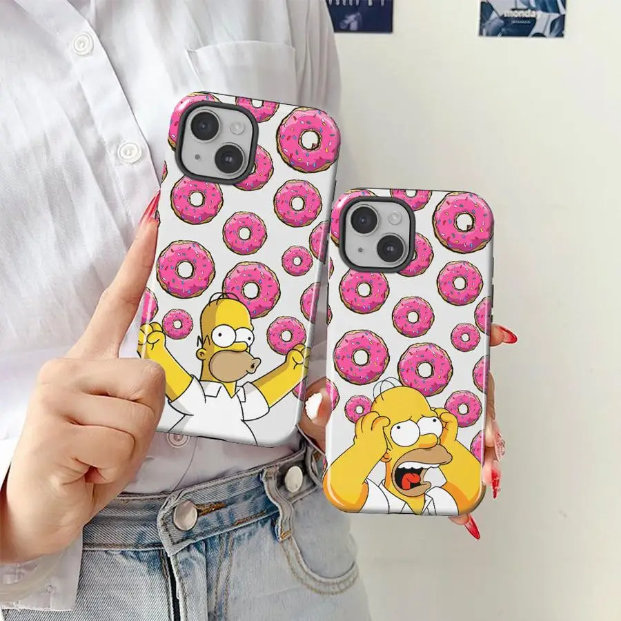 Handyhülle für Apple iPhone 17 16 Pro Max Air 11 Plus 16e 12 15 XS XR 13 14 Weiche Schutzhülle Capa The Simpson Donut Niedlich