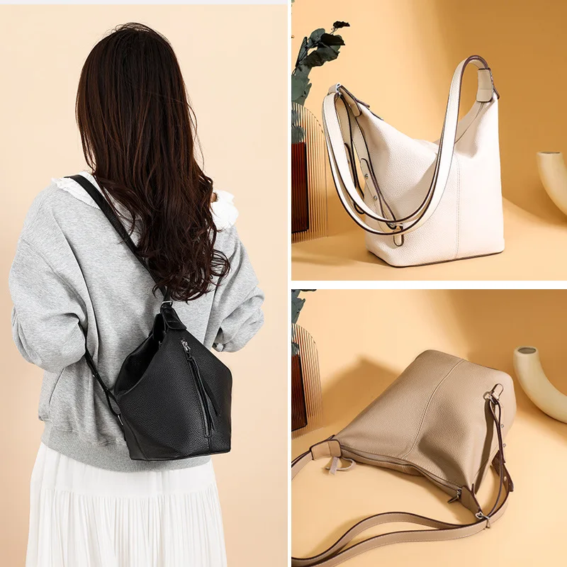 Multifunctional women's double-shoulder handbag, portable crossbody bag, multifunctional lightweight travel bag
