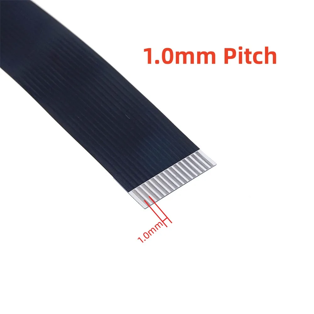 10pcs FPC Flexible Flat Cable FFC 15 PIN 1.0 mm Pitch Reverse Length 80 150 200 300 400 500 600 1000 2000 mm Black Opposite 0.14