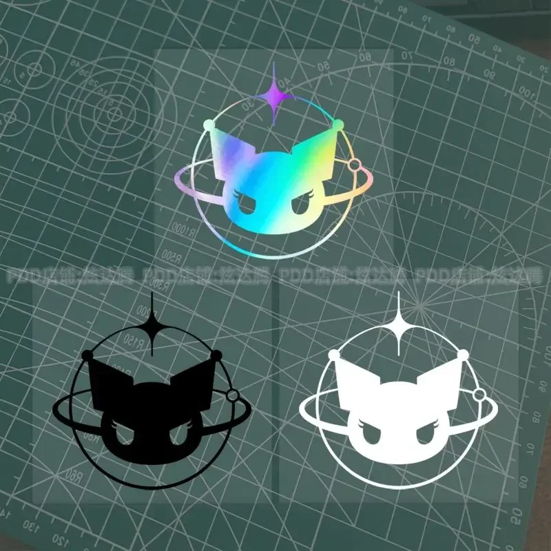 산리오 쿠로미 자동차 반사 스티커 10*10cm 귀여운 만화 데칼 귀여운 소녀 하트 자동차 장식 스티커