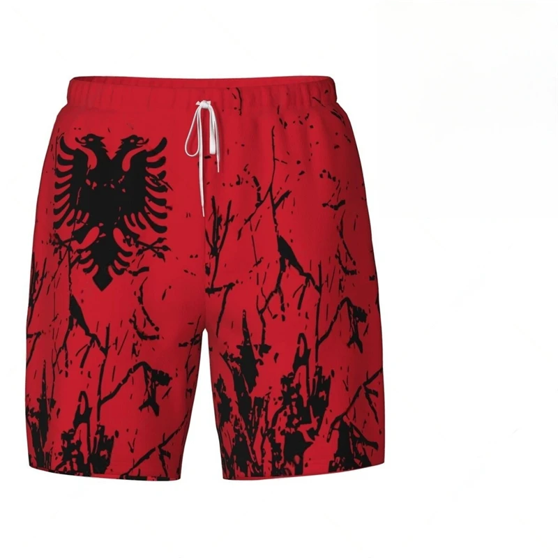 Fashion Albania Flag Beach Shorts Summer Casual Men Women 3D National Emblem Printed Short Pants Loose Quick Dry Swim Trunks