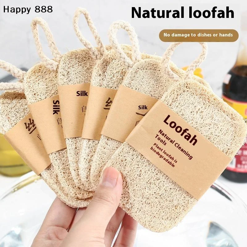 6er-Pack natürlicher Luffa-Schwamm für die Reinigung von Geschirr, Töpfen und Ölflecken – Küchen-Peeling-Pad