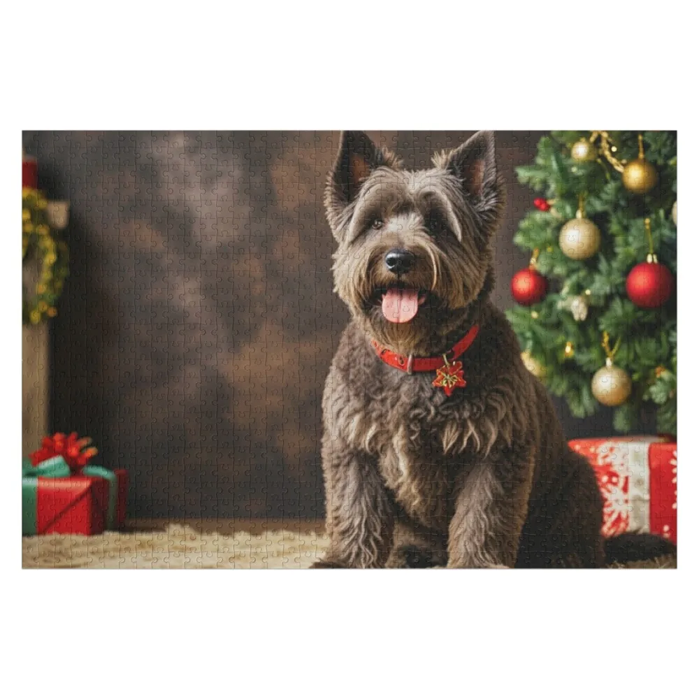 

Рождественский пазл для собак Bouvier Des Flandres, персонализированное деревянное имя, персонализированная детская игрушка-головоломка
