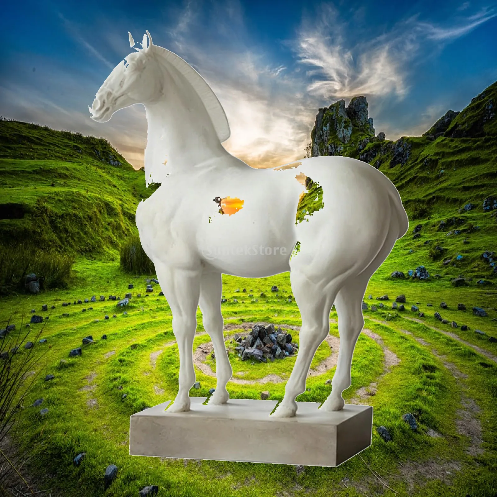Decorative Horse Figurine Synthetic Resin Sculpture for Bookshelf Desk Office Cabinet Elegant Tabletop Art
