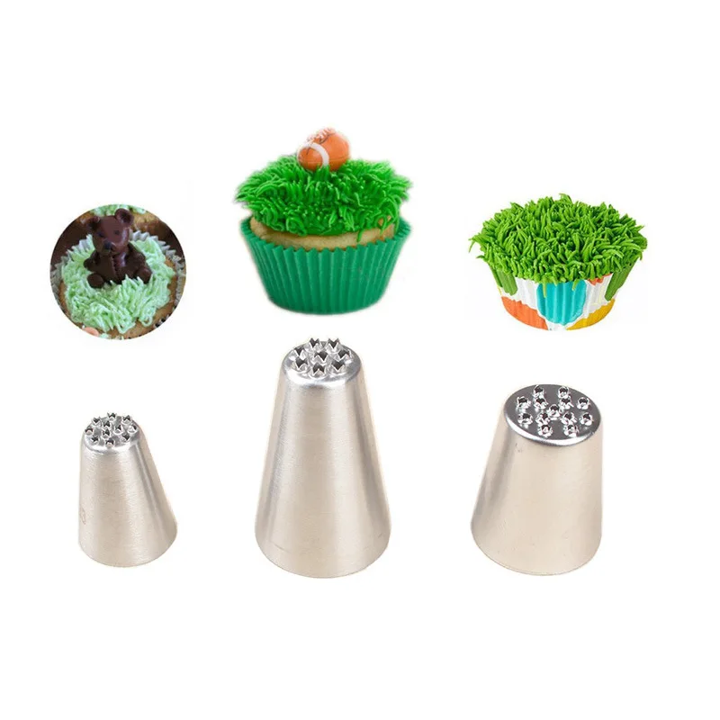 

1/3 Pcs Grass Cupcake Cake Icing Piping Nozzles Set Tips Pastry Baking Decorating Tool