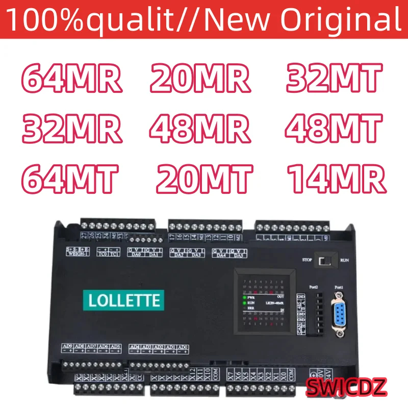 100% new original  FX3U PLC 14 20 32 48 64MR/MT/MRT up to 10AD 2DA RS232 2xRS485 32000 Steps