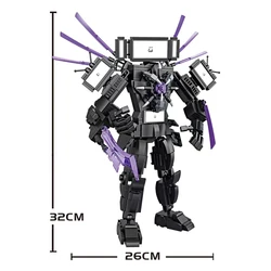 Dark Tv Man Plus Skibidi Toilet Man MOC Building Blocks Toys Titan Clock Man Female Model Diy Gift Toys For Children Kids