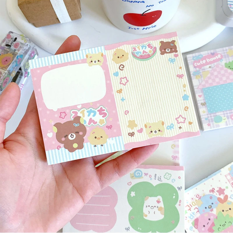 เกาหลี INS น่ารักการ์ตูนสัตว์สีหน้าภายใน MeMO Pad Kawaii Non-Sticky Notepad To-do List สมุดภาพวารสาร Deco กระดาษ