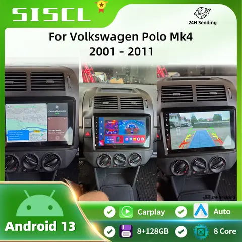 SISCL For Volkswagen Polo Mk4 2001 - 2011 Android Car Radio Multimedia Player Carplay Auto Stereo GPS Navi 2din DSP Head Unit