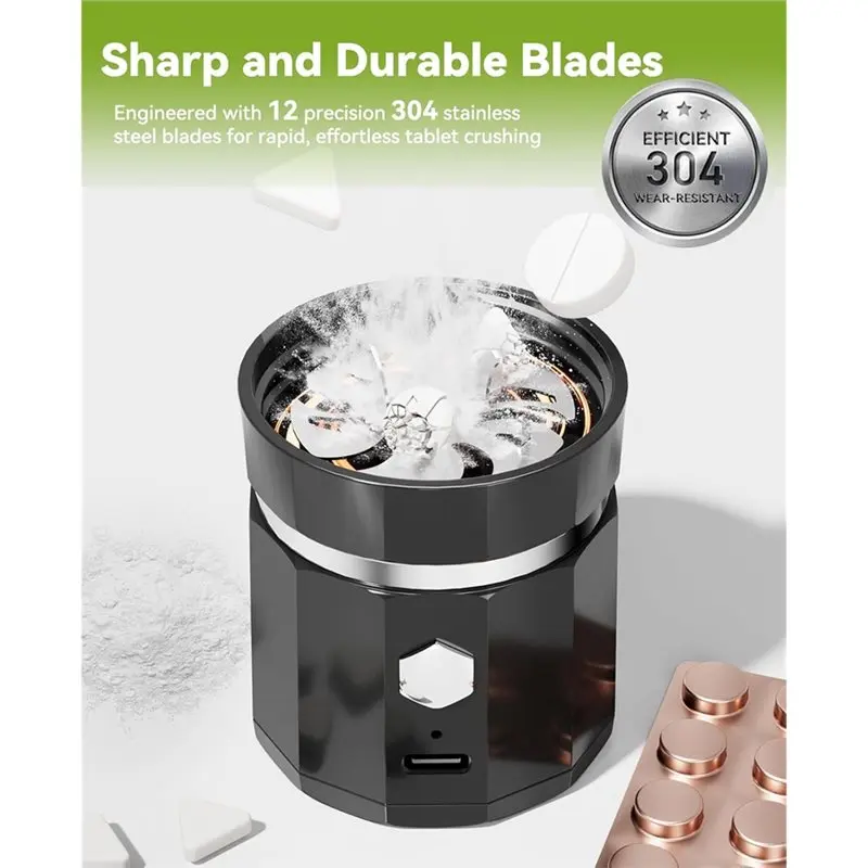 【LAST CHANCE】Cordless Electric Pill Crusher With Stainless Steel Blade, For Vitamins For Pills Fine Powder, Extremely Fine image 2