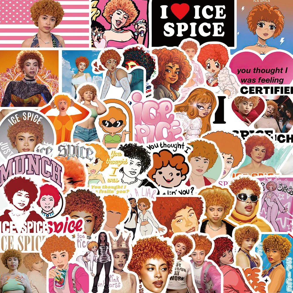 10/30/50pcs Singer Ice Spice Graffiti Stickers Cartoon Decals DIY Skateboard Phone Helmet Luggage Waterproof Sticker Decoration