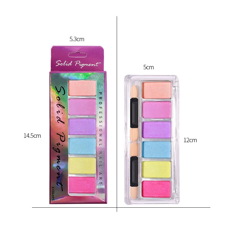 6-kolorowy/zestaw Solid Magic Mirror Powder do zdobienia paznokci Aurora Akrylowy brokat Mieszany manicure Holograficzny chromowany proszek