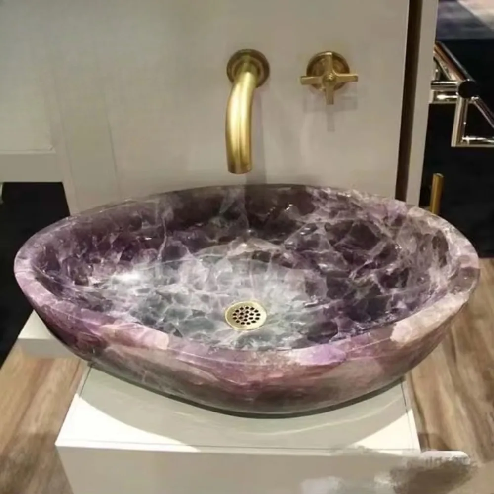 Irregular Luxury Gem Home Hotel Bathroom Sink Purple Bathroom Sink