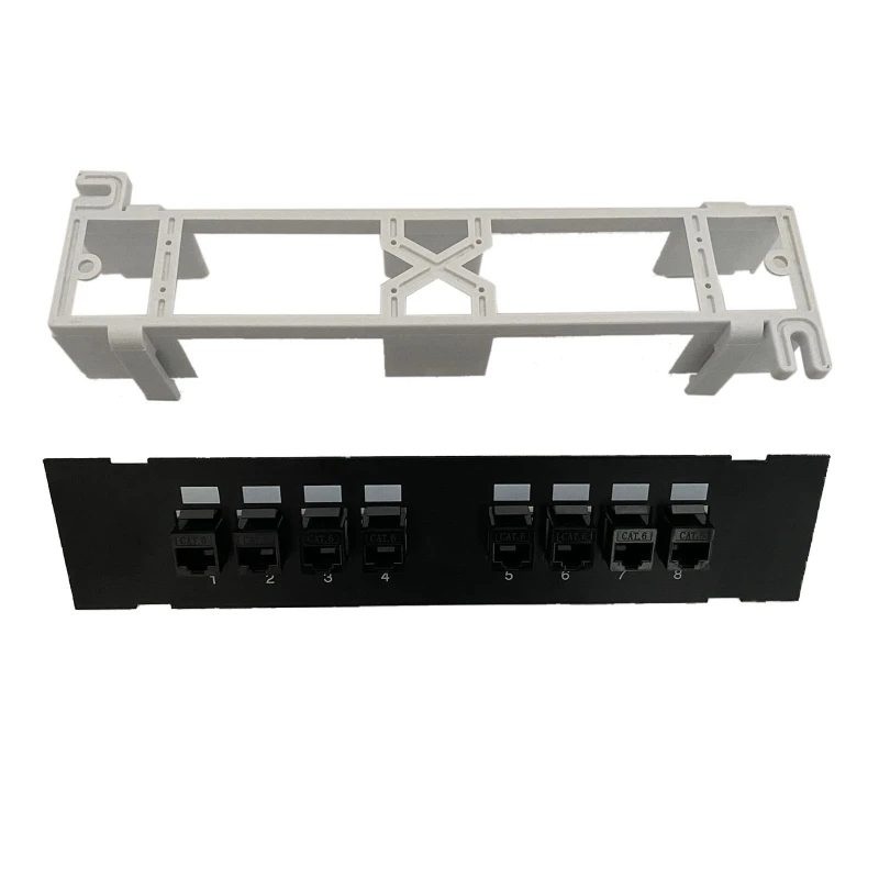 

8-Port CAT6 Straight Extender Patch Panel RJ45 Networking Wall Mount Bracket Wall-Mount Network Adapter